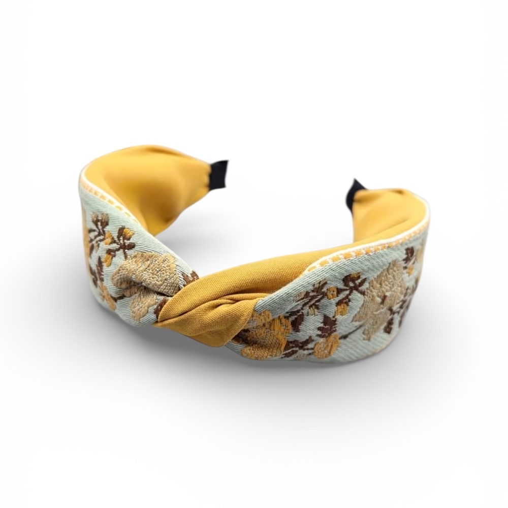 Yellow Vintage Floral Print Headband